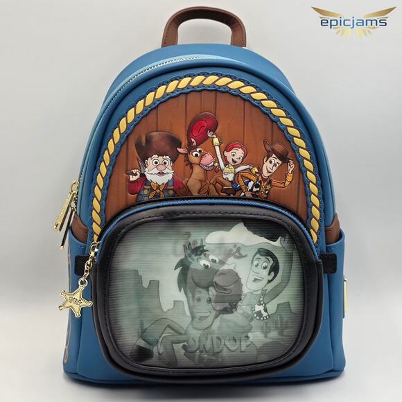 Loungefly Disney Pixar Toy Story Woody’s Roundup Lenticular Mini Backpack Set - Picture 2 of 9